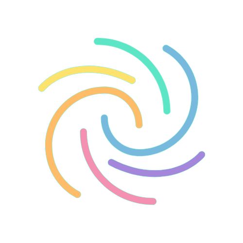Connectioning logo, a multi-coloured pinwheel spiral